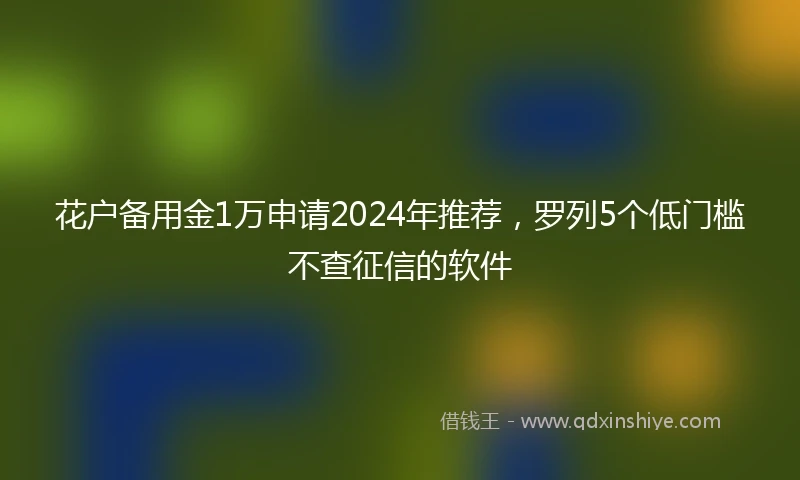 花户备用金1万申请2024年推荐，罗列5个低门槛不查征信的软件