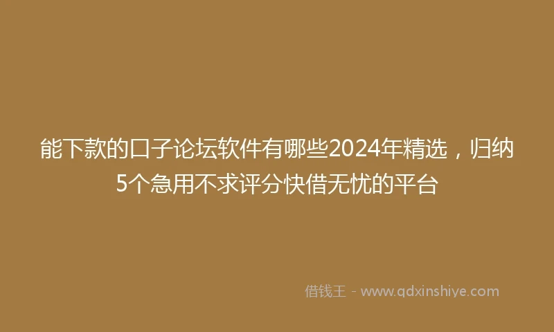 能下款的口子论坛软件有哪些2024年精选，归纳5个急用不求评分快借无忧的平台