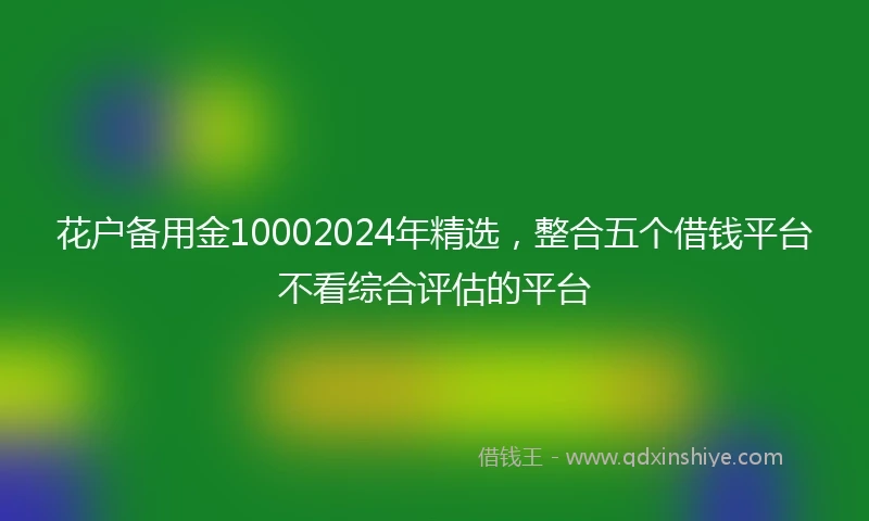 花户备用金10002024年精选，整合五个借钱平台不看综合评估的平台