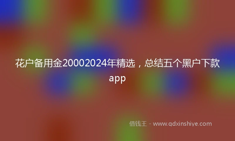 花户备用金20002024年精选，总结五个黑户下款app