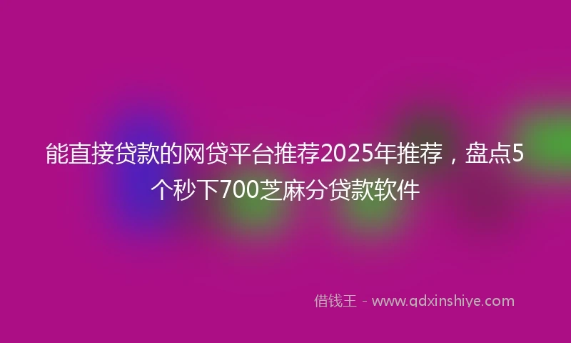 能直接贷款的网贷平台推荐2025年推荐，盘点5个秒下700芝麻分贷款软件