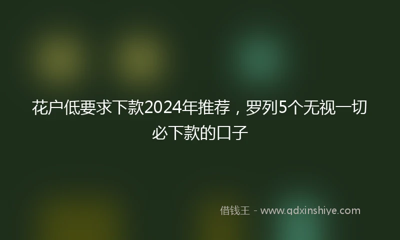 花户低要求下款2024年推荐，罗列5个无视一切必下款的口子