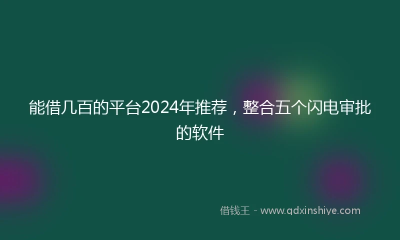 能借几百的平台2024年推荐，整合五个闪电审批的软件