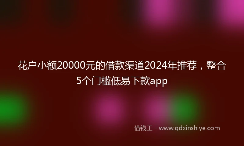 花户小额20000元的借款渠道2024年推荐，整合5个门槛低易下款app