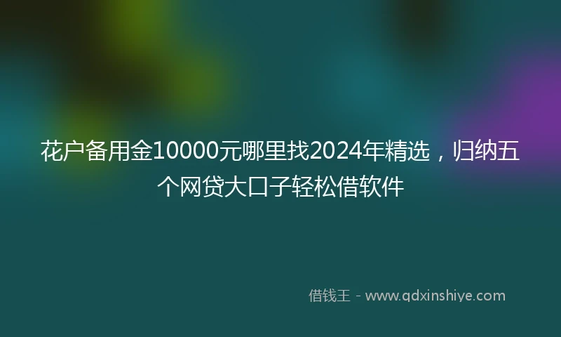花户备用金10000元哪里找2024年精选，归纳五个网贷大口子轻松借软件