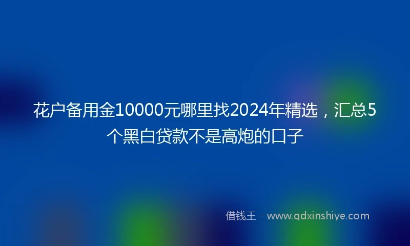 花户备用金10000元哪里找2024年精选，汇总5个黑白贷款不是高炮的口子