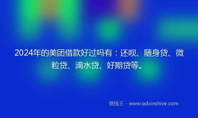 2024年的美团借款好过吗有：还呗、随身贷、微粒贷、滴水贷、好期贷等。