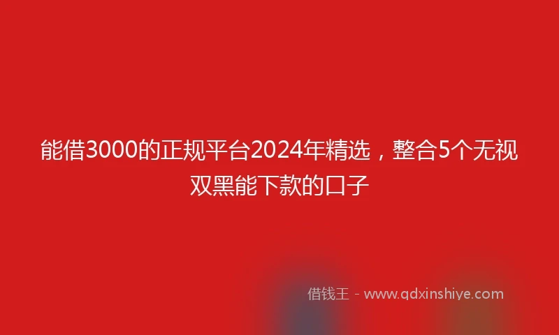 能借3000的正规平台2024年精选，整合5个无视双黑能下款的口子