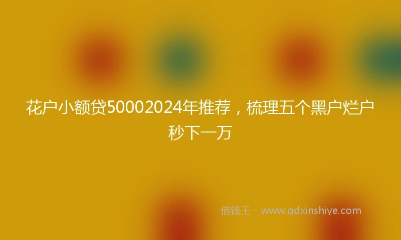 花户小额贷50002024年推荐，梳理五个黑户烂户秒下一万