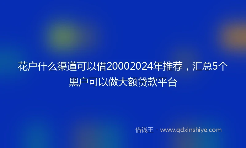 花户什么渠道可以借20002024年推荐，汇总5个黑户可以做大额贷款平台
