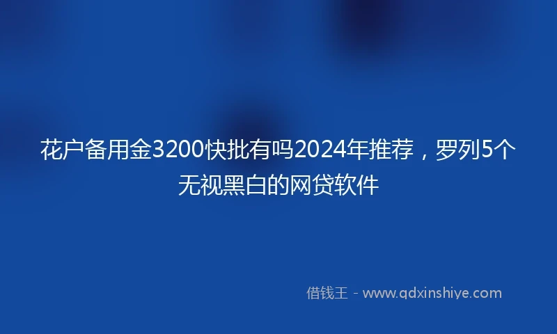 花户备用金3200快批有吗2024年推荐，罗列5个无视黑白的网贷软件