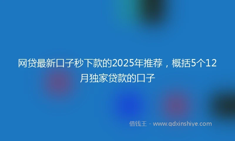 网贷最新口子秒下款的2025年推荐，概括5个12月独家贷款的口子