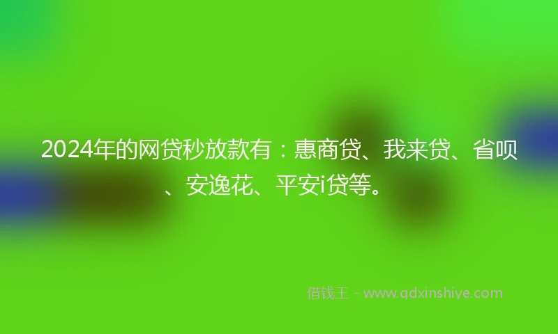 2024年的网贷秒放款有：惠商贷、我来贷、省呗、安逸花、平安i贷等。