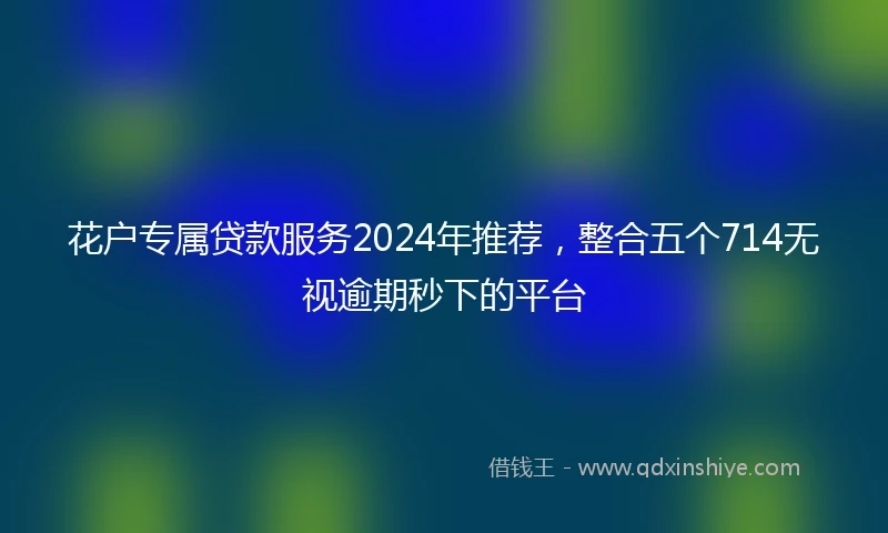 花户专属贷款服务2024年推荐，整合五个714无视逾期秒下的平台