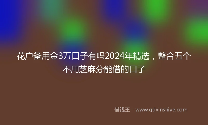 花户备用金3万口子有吗2024年精选，整合五个不用芝麻分能借的口子