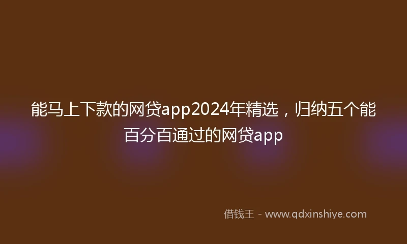 能马上下款的网贷app2024年精选，归纳五个能百分百通过的网贷app