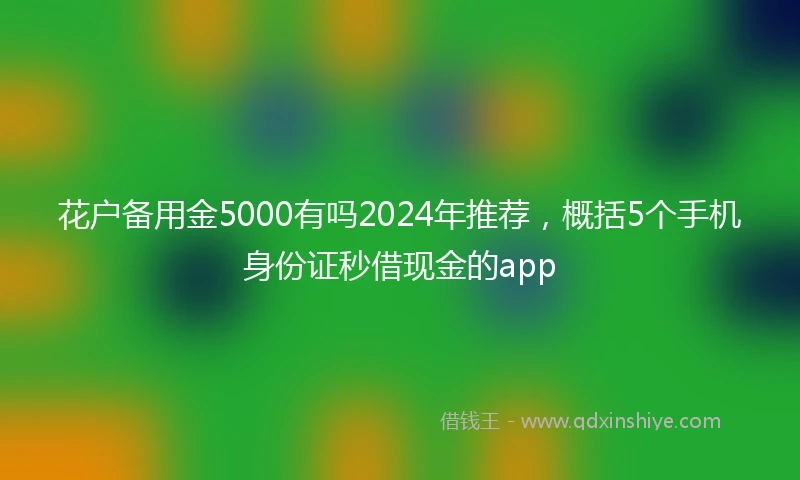 花户备用金5000有吗2024年推荐，概括5个手机身份证秒借现金的app