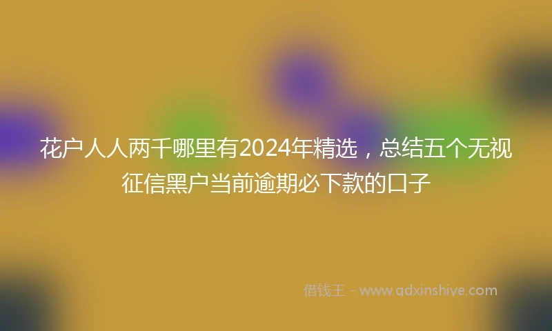 花户人人两千哪里有2024年精选，总结五个无视征信黑户当前逾期必下款的口子