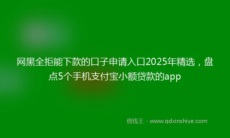 网黑全拒能下款的口子申请入口2025年精选，盘点5个手机支付宝小额贷款的app