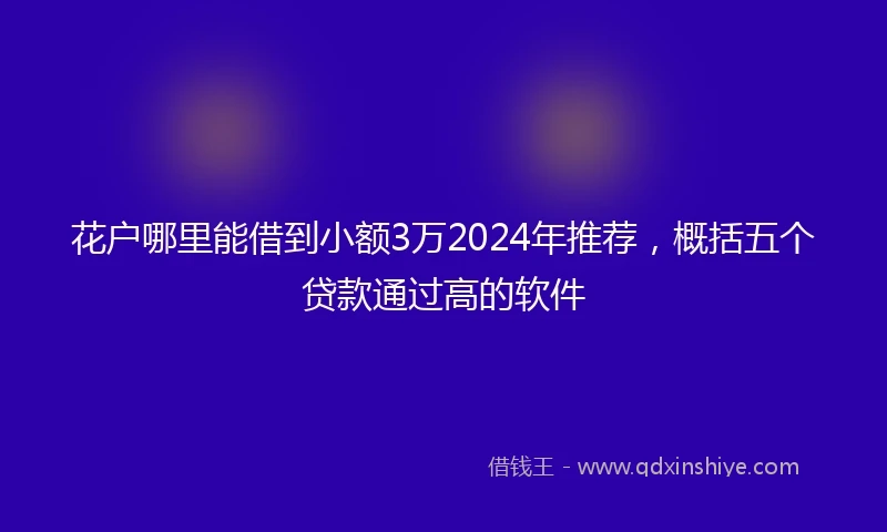 花户哪里能借到小额3万2024年推荐，概括五个贷款通过高的软件
