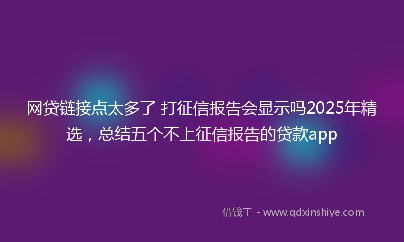 网贷链接点太多了 打征信报告会显示吗2025年精选，总结五个不上征信报告的贷款app
