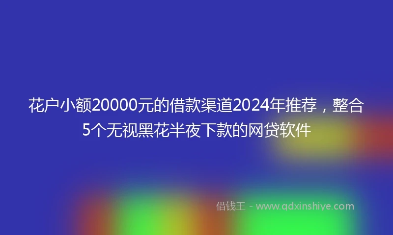 花户小额20000元的借款渠道2024年推荐，整合5个无视黑花半夜下款的网贷软件