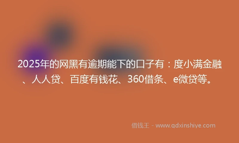 2025年的网黑有逾期能下的口子有：度小满金融、人人贷、百度有钱花、360借条、e微贷等。