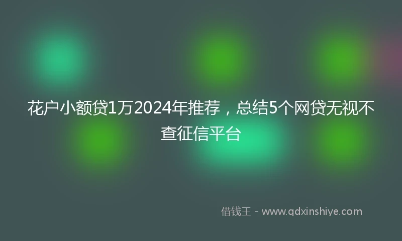 花户小额贷1万2024年推荐，总结5个网贷无视不查征信平台