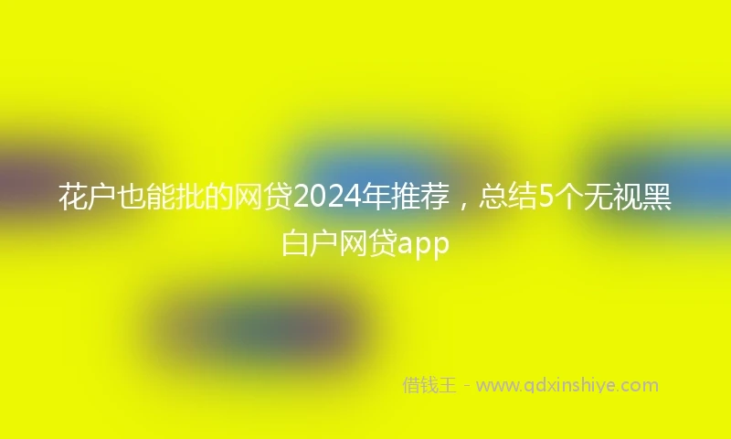 花户也能批的网贷2024年推荐，总结5个无视黑白户网贷app