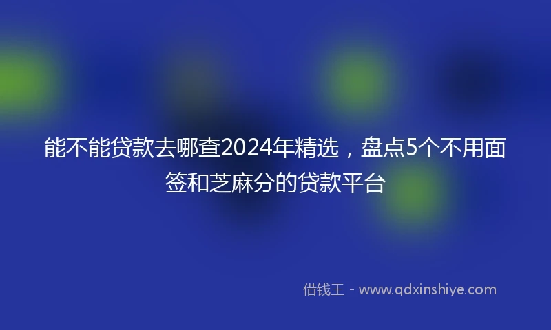 能不能贷款去哪查2024年精选，盘点5个不用面签和芝麻分的贷款平台