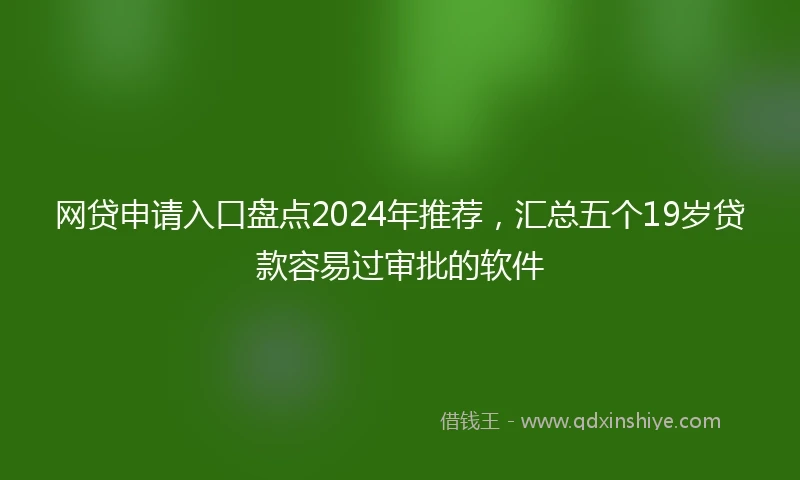 网贷申请入口盘点2024年推荐，汇总五个19岁贷款容易过审批的软件