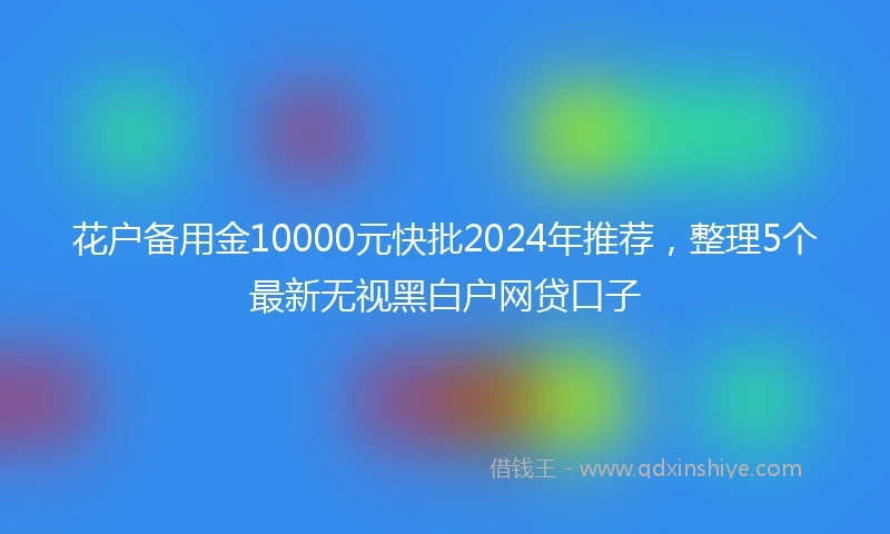 花户备用金10000元快批2024年推荐，整理5个最新无视黑白户网贷口子