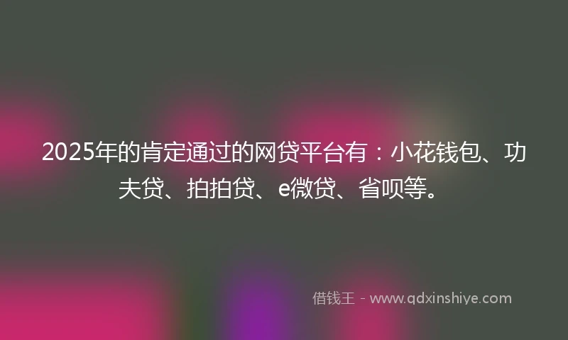 2025年的肯定通过的网贷平台有：小花钱包、功夫贷、拍拍贷、e微贷、省呗等。