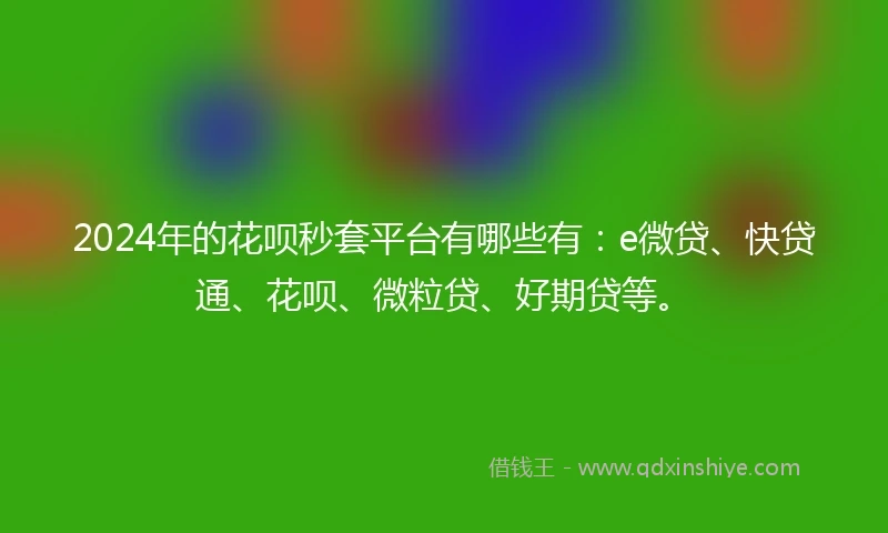 2024年的花呗秒套平台有哪些有：e微贷、快贷通、花呗、微粒贷、好期贷等。