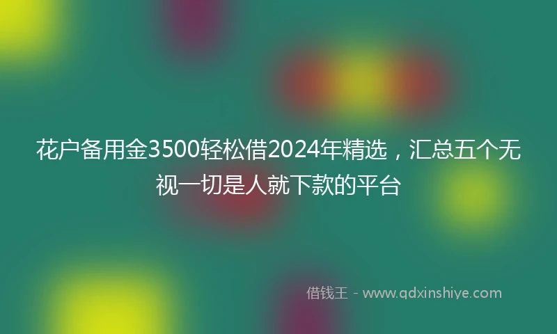 花户备用金3500轻松借2024年精选，汇总五个无视一切是人就下款的平台