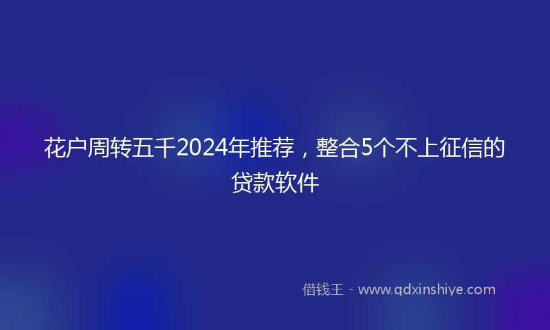 花户周转五千2024年推荐,整合5个不上征信的贷款软件