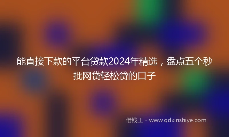 能直接下款的平台贷款2024年精选，盘点五个秒批网贷轻松贷的口子