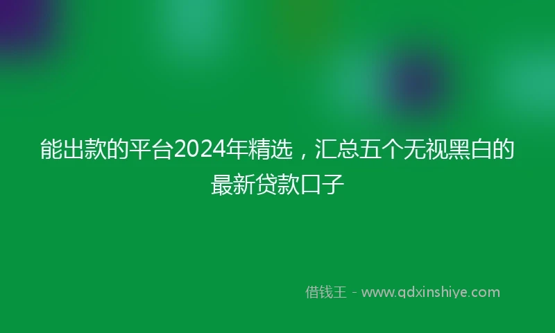 能出款的平台2024年精选，汇总五个无视黑白的最新贷款口子