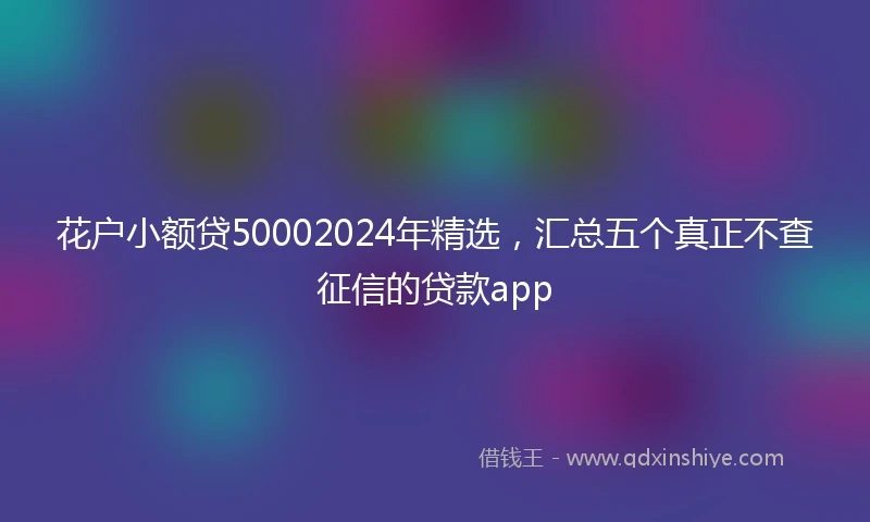 花户小额贷50002024年精选，汇总五个真正不查征信的贷款app