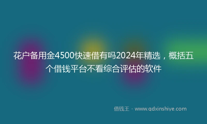花户备用金4500快速借有吗2024年精选，概括五个借钱平台不看综合评估的软件