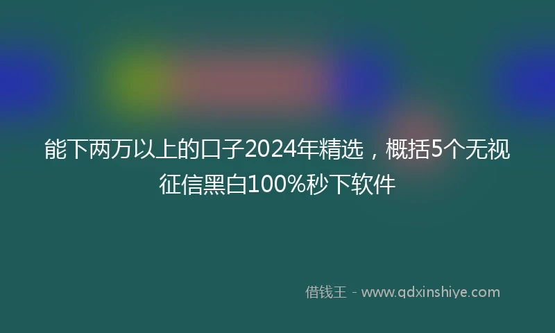 能下两万以上的口子2024年精选，概括5个无视征信黑白100%秒下软件