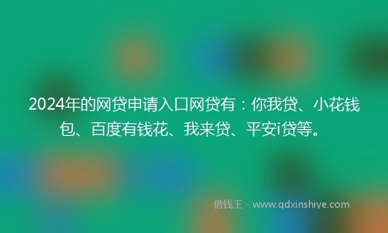 2024年的网贷申请入口网贷有：你我贷、小花钱包、百度有钱花、我来贷、平安i贷等。