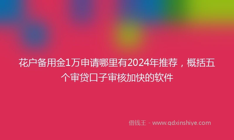花户备用金1万申请哪里有2024年推荐，概括五个审贷口子审核加快的软件