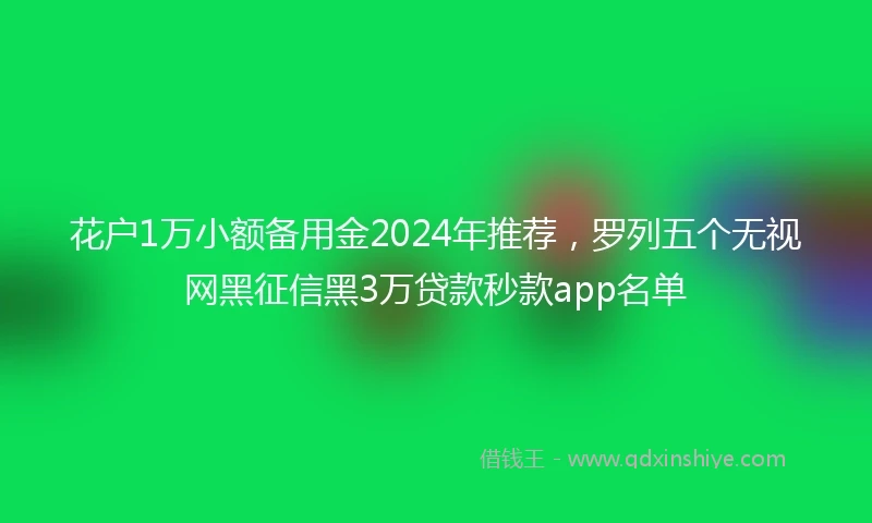 花户1万小额备用金2024年推荐，罗列五个无视网黑征信黑3万贷款秒款app名单
