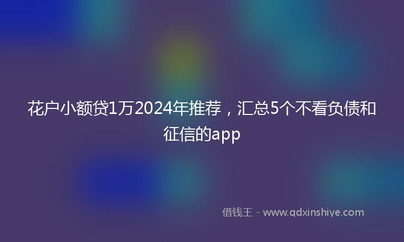 花户小额贷1万2024年推荐，汇总5个不看负债和征信的app