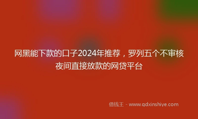 网黑能下款的口子2024年推荐，罗列五个不审核夜间直接放款的网贷平台