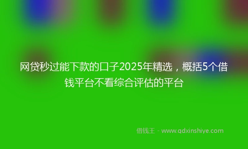 网贷秒过能下款的口子2025年精选，概括5个借钱平台不看综合评估的平台