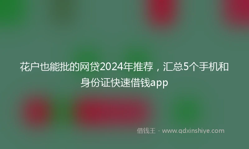 花户也能批的网贷2024年推荐，汇总5个手机和身份证快速借钱app
