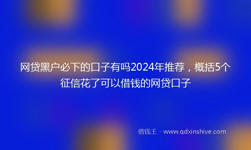 网贷黑户必下的口子有吗2024年推荐，概括5个征信花了可以借钱的网贷口子