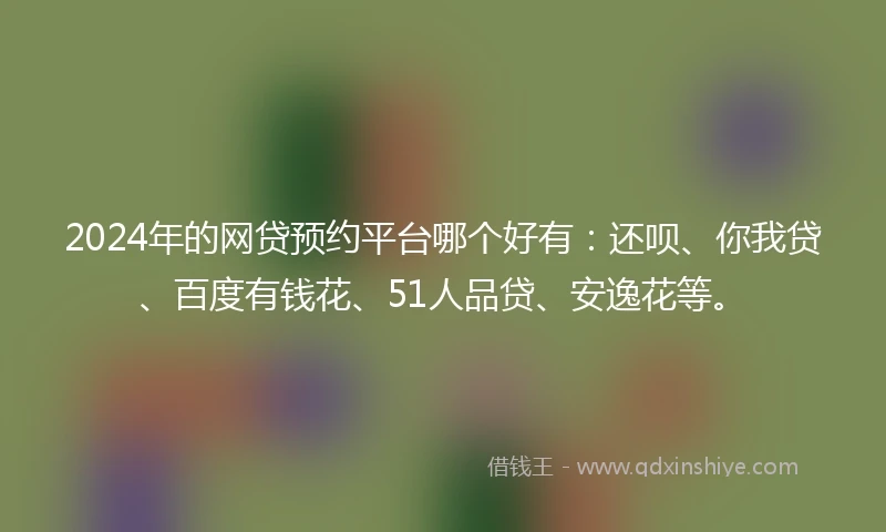 2024年的网贷预约平台哪个好有：还呗、你我贷、百度有钱花、51人品贷、安逸花等。